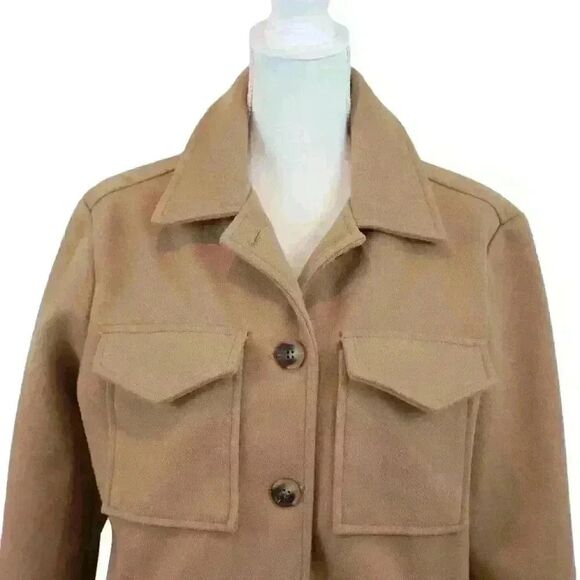 DELUC Roz Beige Brown Color Shirt Jacket Button Up w/Front Pockets Size Medium - Picture 2 of 7